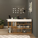 Lade das Bild in den Galerie-Viewer, Tiro Designer Eckschreibtisch mit Regal, Modernes Home-Office Arbeitszimmer, Kiefer Anthrazit Weiß