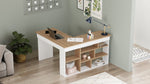 Lade das Bild in den Galerie-Viewer, Tiro Designer Eckschreibtisch mit Regal, Modernes Home-Office Arbeitszimmer, Kiefer Anthrazit Weiß