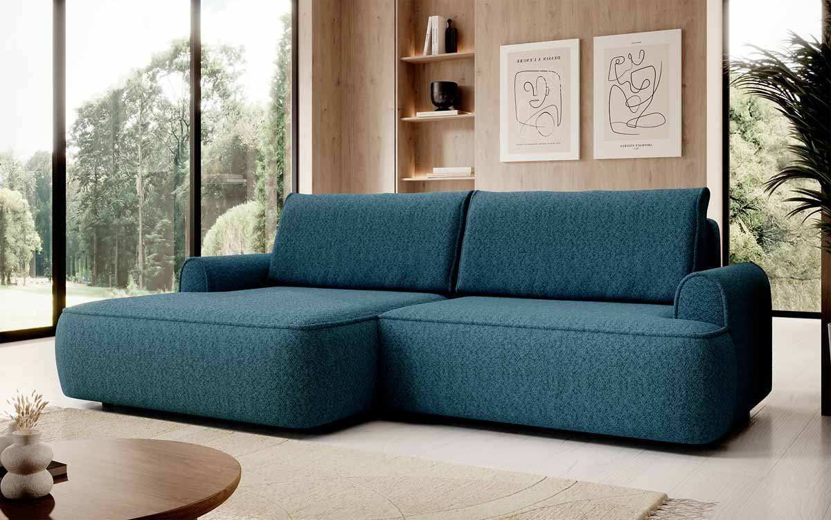 Elegantes Designer Ecksofa Onelio mit integriertem Stauraum und praktischer Schlaffunktion