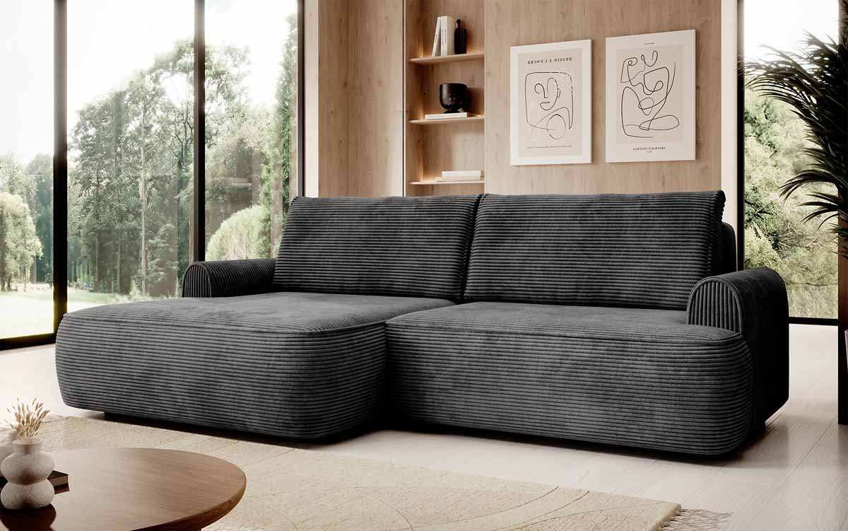 Elegantes Designer Ecksofa Onelio mit integriertem Stauraum und praktischer Schlaffunktion