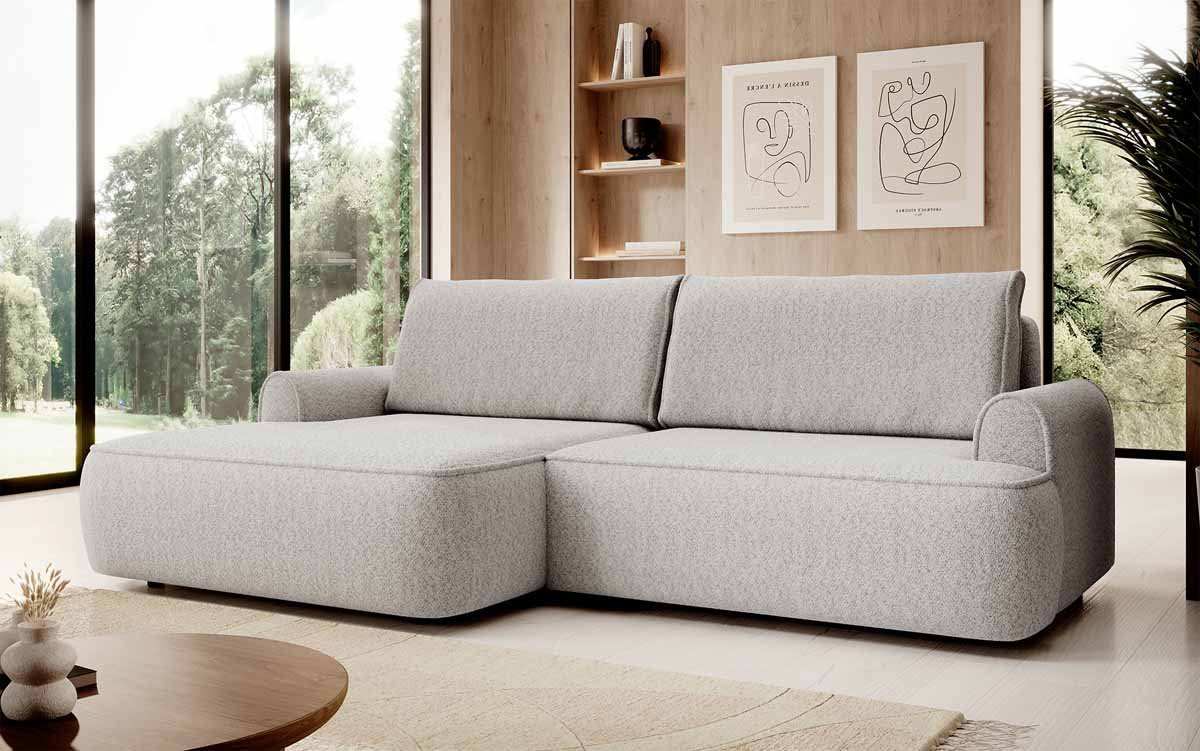 Elegantes Designer Ecksofa Onelio mit integriertem Stauraum und praktischer Schlaffunktion