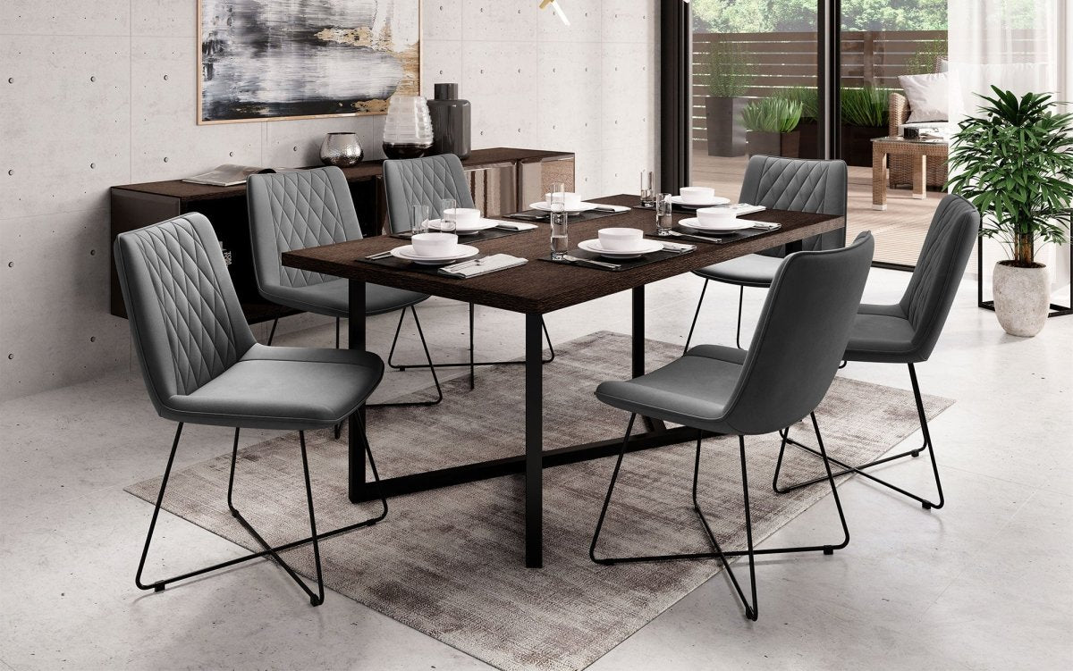 Eleganter Samt Designer Esszimmerstuhl Diaro mit Metallbeinen – Modern & Komfortabel