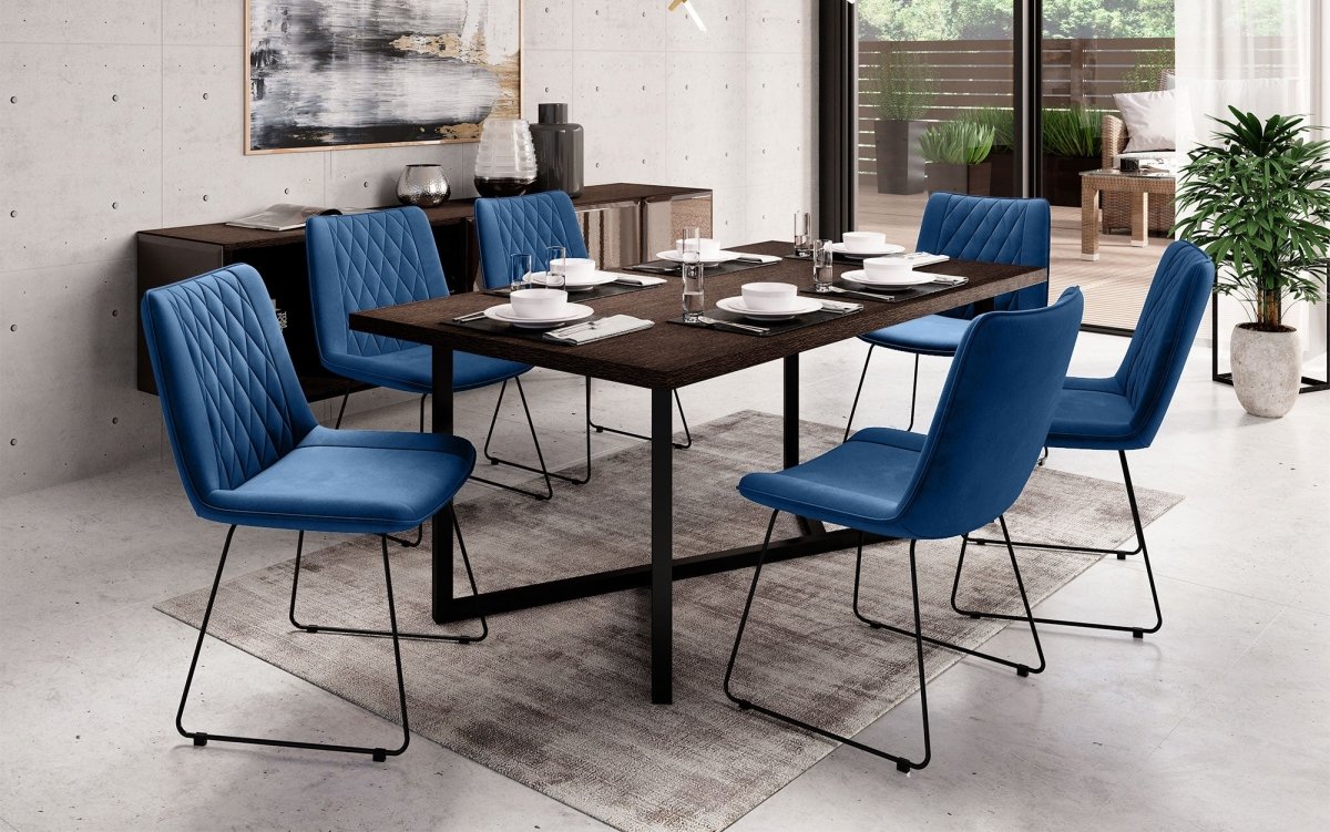 Eleganter Samt Designer Esszimmerstuhl Diaro mit Metallbeinen – Modern & Komfortabel