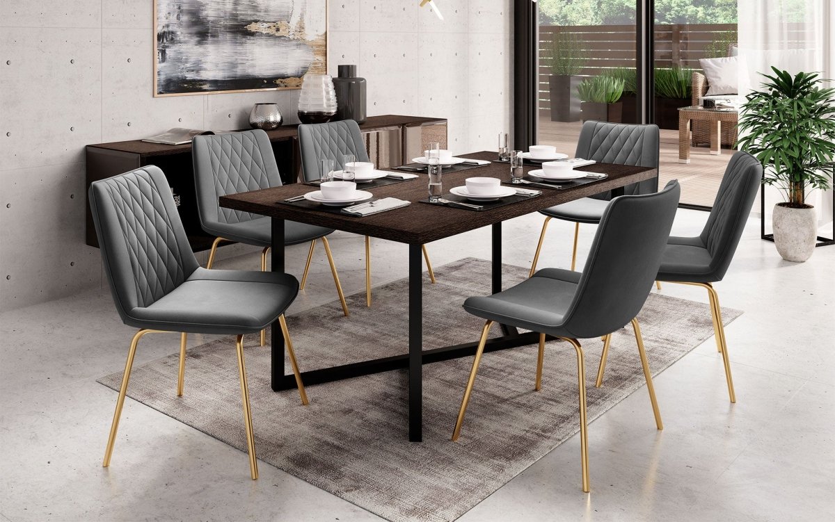 Eleganter Samt Designer Esszimmerstuhl Diaro mit Metallbeinen – Modern & Komfortabel