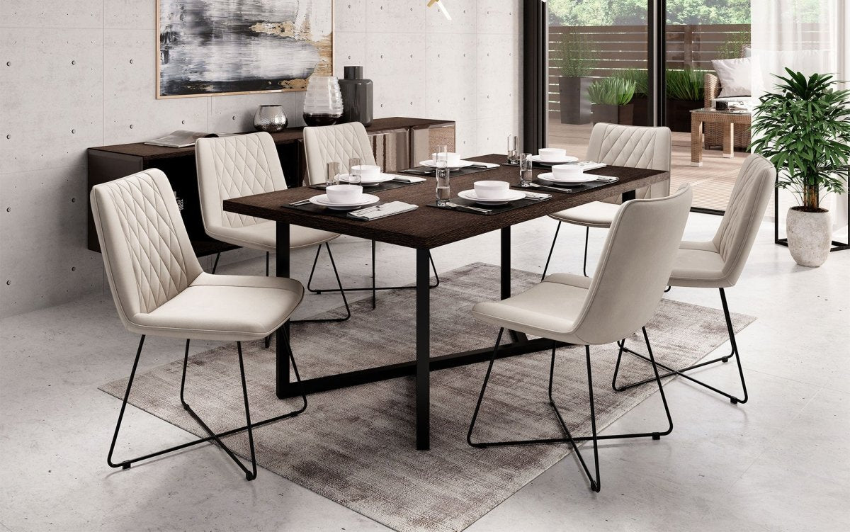 Eleganter Samt Designer Esszimmerstuhl Diaro mit Metallbeinen – Modern & Komfortabel