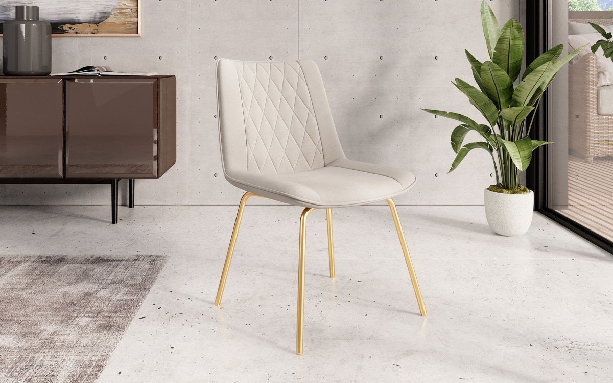 Eleganter Samt Designer Esszimmerstuhl Diaro mit Metallbeinen – Modern & Komfortabel
