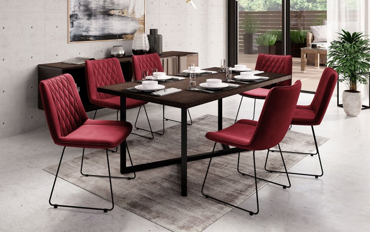 Eleganter Samt Designer Esszimmerstuhl Diaro mit Metallbeinen – Modern & Komfortabel