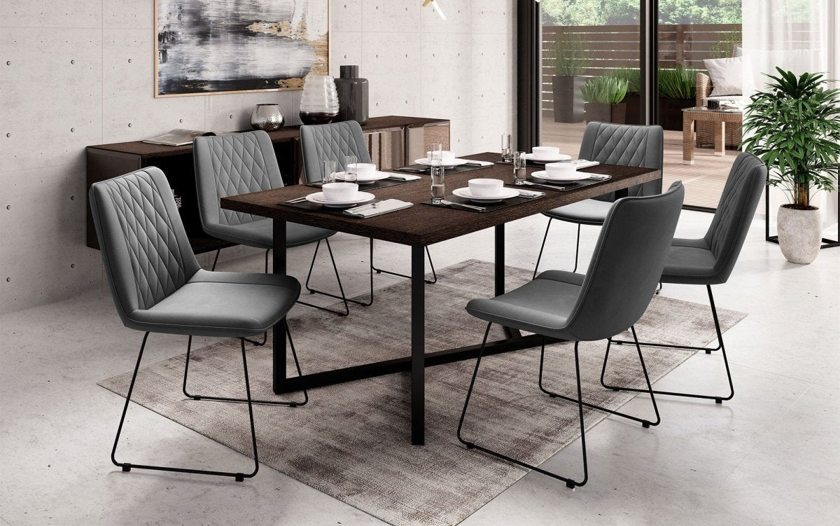 Eleganter Samt Designer Esszimmerstuhl Diaro mit Metallbeinen – Modern & Komfortabel