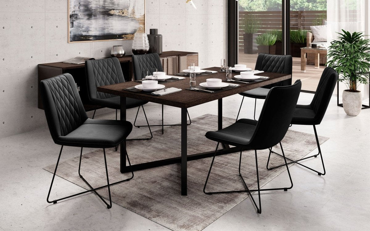 Eleganter Samt Designer Esszimmerstuhl Diaro mit Metallbeinen – Modern & Komfortabel