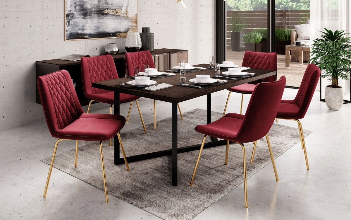 Eleganter Samt Designer Esszimmerstuhl Diaro mit Metallbeinen – Modern & Komfortabel