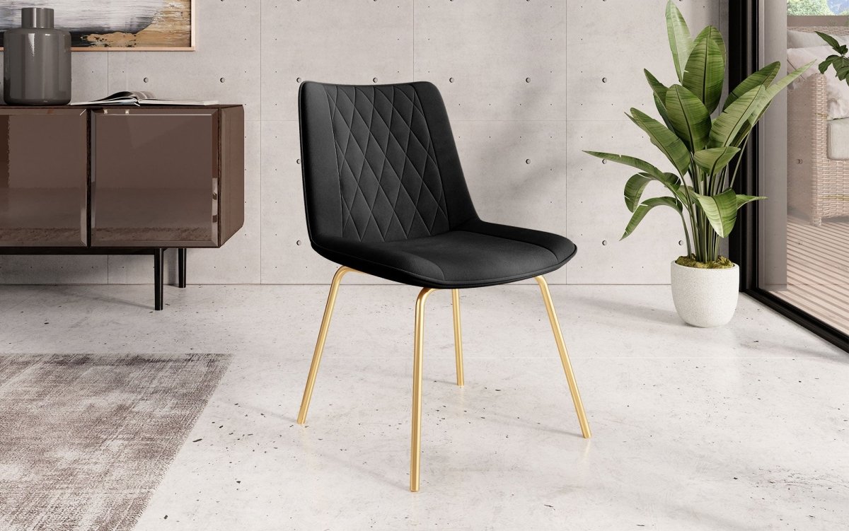Eleganter Samt Designer Esszimmerstuhl Diaro mit Metallbeinen – Modern & Komfortabel