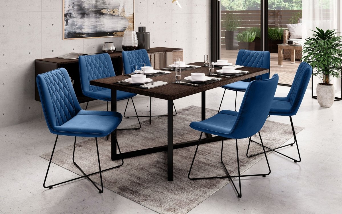 Eleganter Samt Designer Esszimmerstuhl Diaro mit Metallbeinen – Modern & Komfortabel