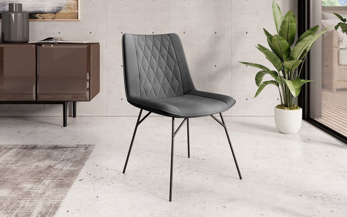 Eleganter Samt Designer Esszimmerstuhl Diaro mit Metallbeinen – Modern & Komfortabel