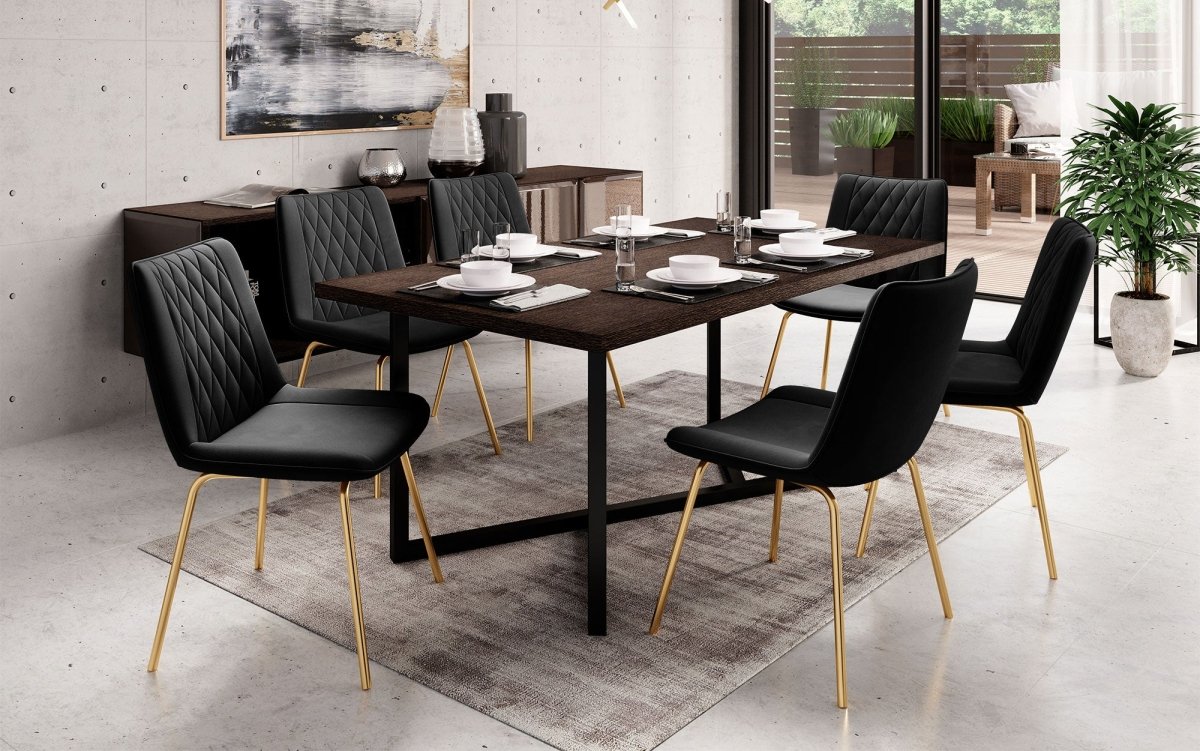 Eleganter Samt Designer Esszimmerstuhl Diaro mit Metallbeinen – Modern & Komfortabel