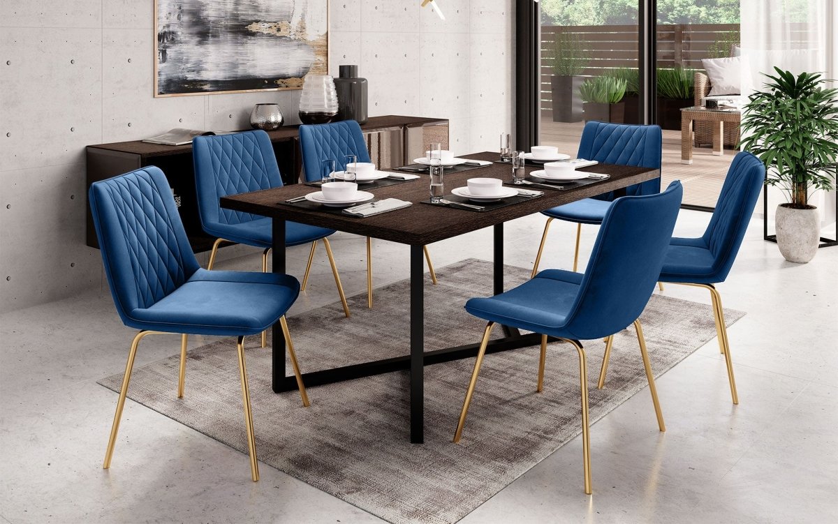 Eleganter Samt Designer Esszimmerstuhl Diaro mit Metallbeinen – Modern & Komfortabel