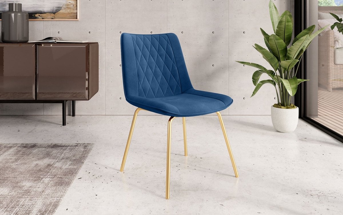 Eleganter Samt Designer Esszimmerstuhl Diaro mit Metallbeinen – Modern & Komfortabel
