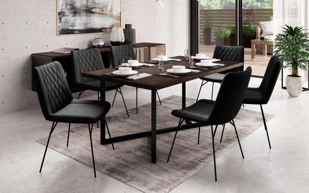 Eleganter Samt Designer Esszimmerstuhl Diaro mit Metallbeinen – Modern & Komfortabel