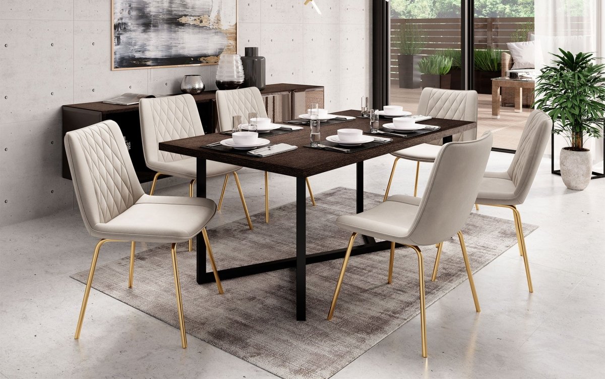 Eleganter Samt Designer Esszimmerstuhl Diaro mit Metallbeinen – Modern & Komfortabel