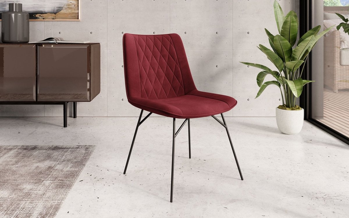 Eleganter Samt Designer Esszimmerstuhl Diaro mit Metallbeinen – Modern & Komfortabel