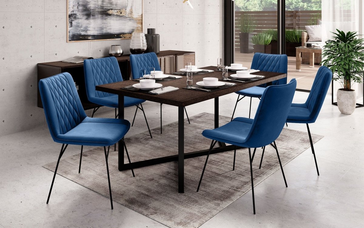 Eleganter Samt Designer Esszimmerstuhl Diaro mit Metallbeinen – Modern & Komfortabel