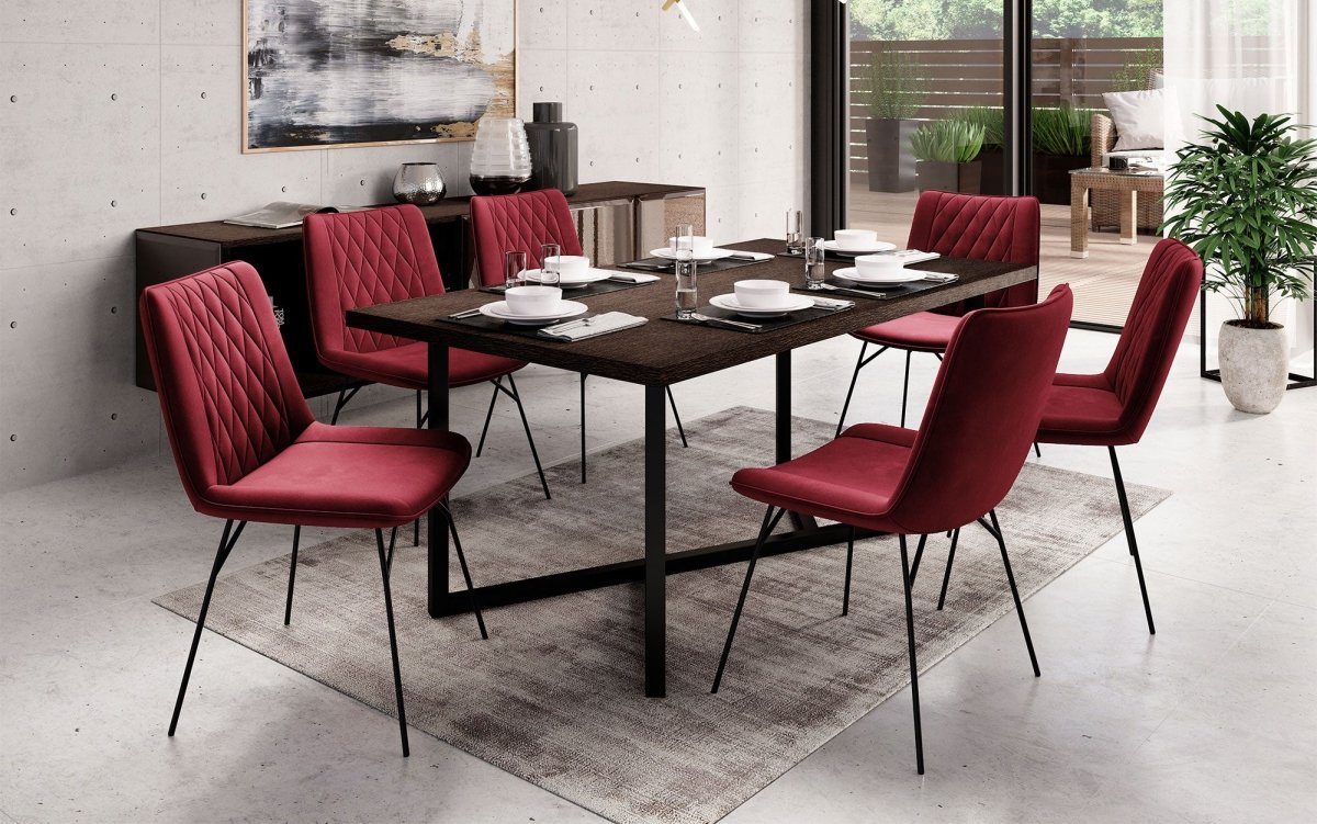 Eleganter Samt Designer Esszimmerstuhl Diaro mit Metallbeinen – Modern & Komfortabel