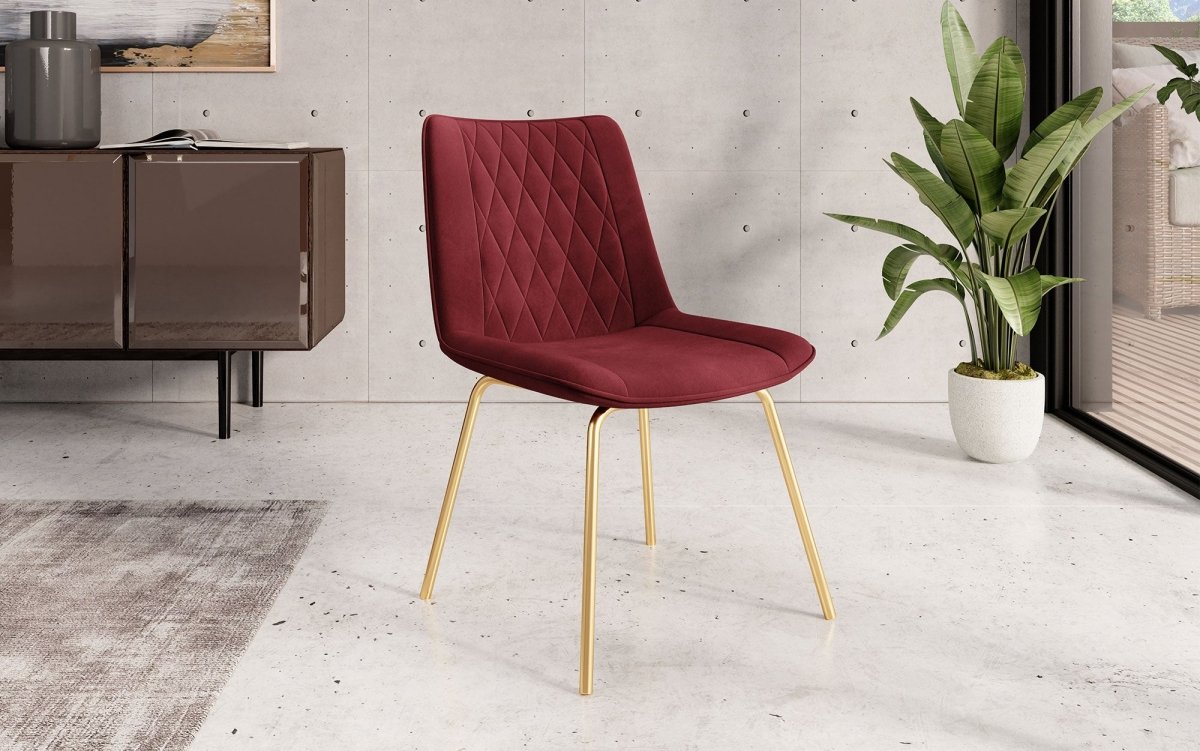 Eleganter Samt Designer Esszimmerstuhl Diaro mit Metallbeinen – Modern & Komfortabel
