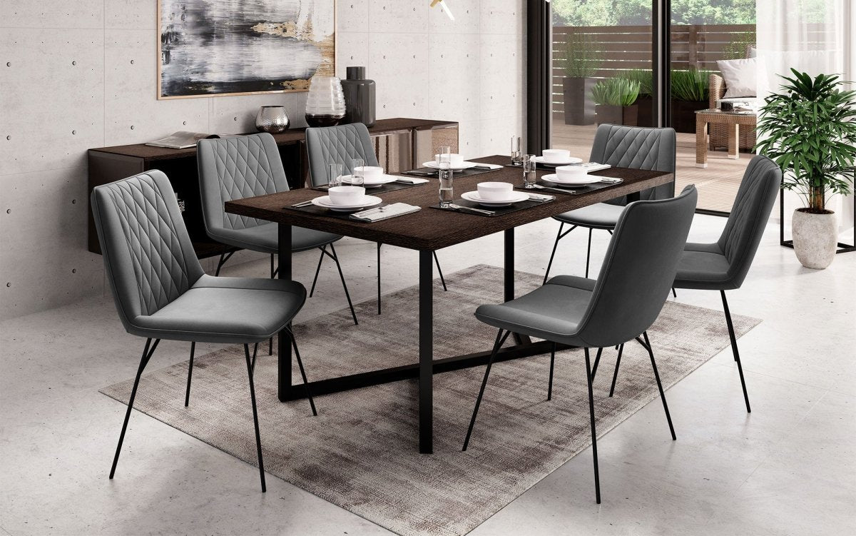 Eleganter Samt Designer Esszimmerstuhl Diaro mit Metallbeinen – Modern & Komfortabel