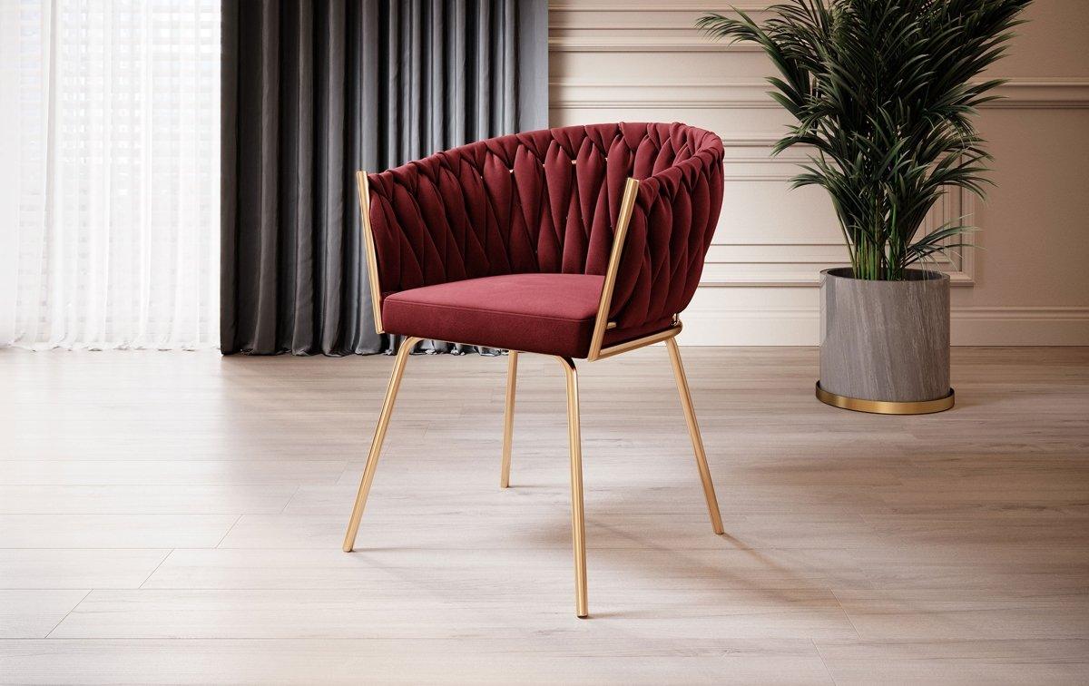 Larissa Luxus Samt Designer Esszimmerstuhl mit goldenen Beinen – Eleganter Komfort Stuhl