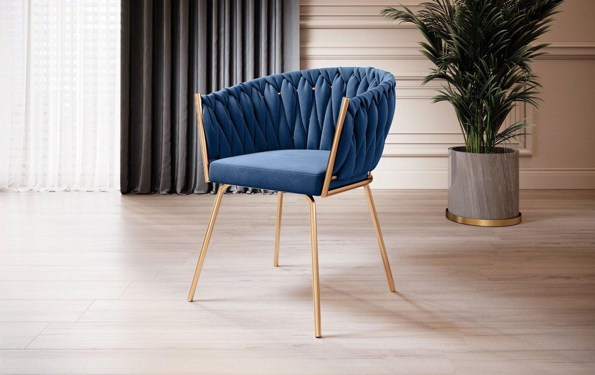 Larissa Luxus Samt Designer Esszimmerstuhl mit goldenen Beinen – Eleganter Komfort Stuhl