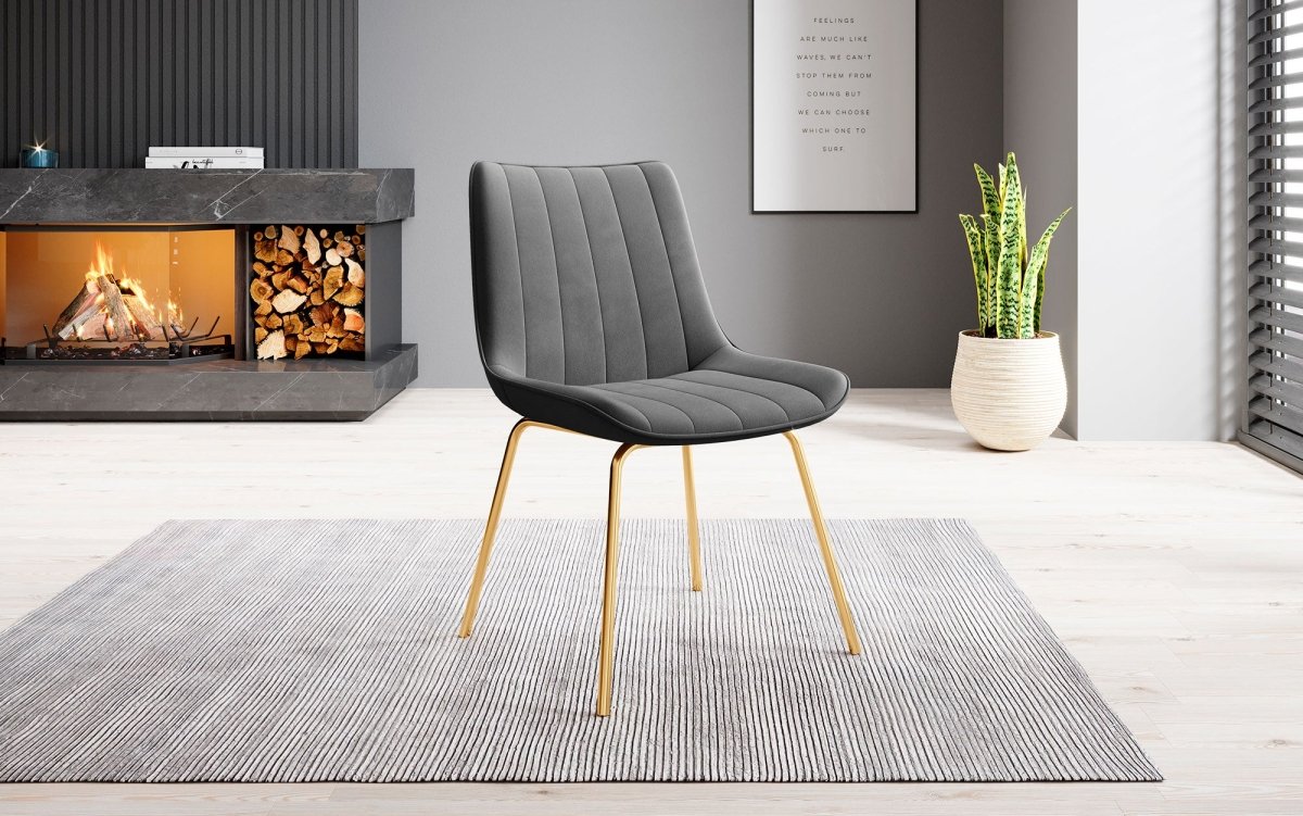 Eleganter Designer Samt Esszimmerstuhl Rango mit verschiedenen Fußstilen – Luxuriöser Sitzkomfort