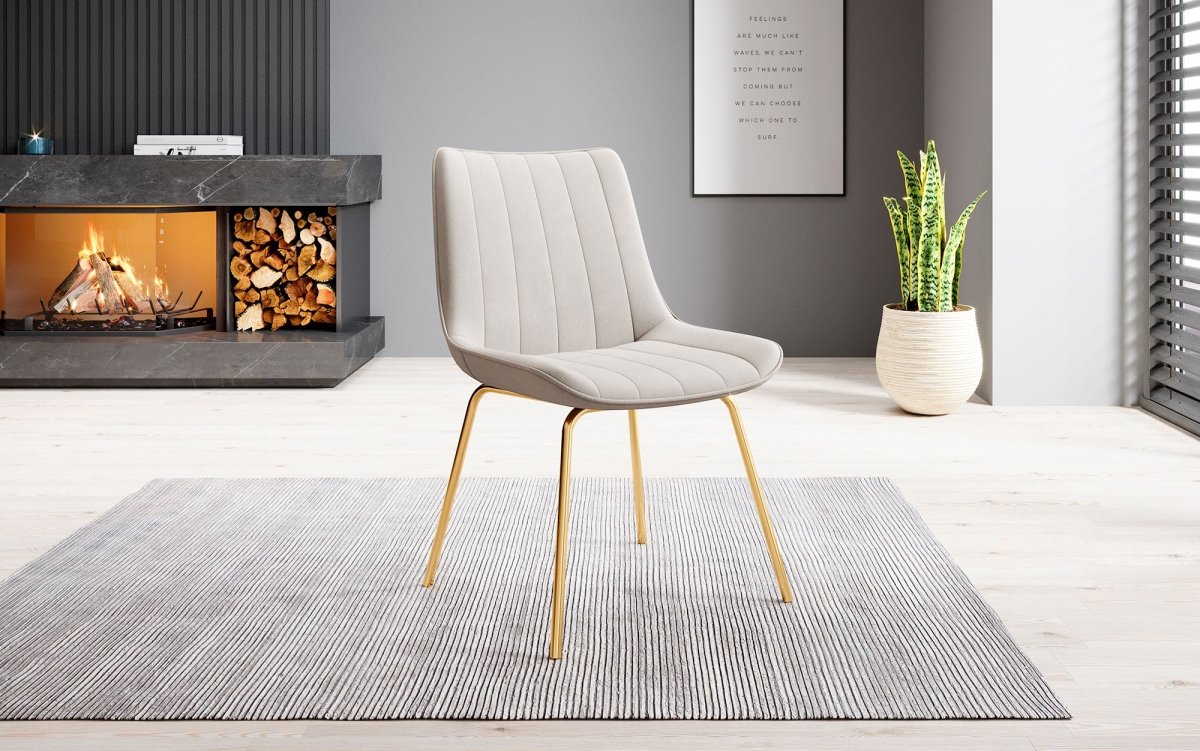 Eleganter Designer Samt Esszimmerstuhl Rango mit verschiedenen Fußstilen – Luxuriöser Sitzkomfort