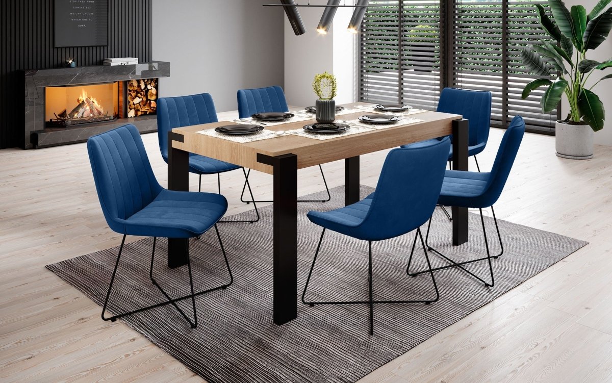 Eleganter Designer Samt Esszimmerstuhl Rango mit verschiedenen Fußstilen – Luxuriöser Sitzkomfort