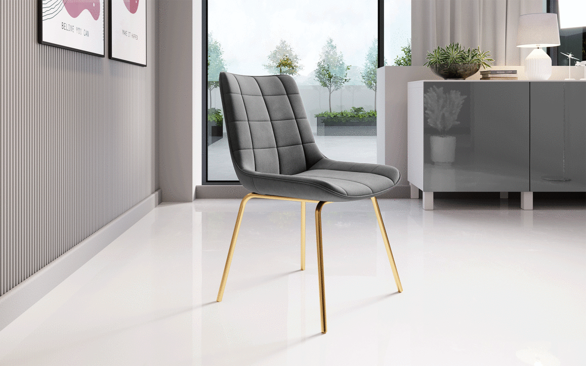 Volta Samt Designer Esszimmerstuhl: Komfortabel, Modern, Robust, Stilvolle Akzente