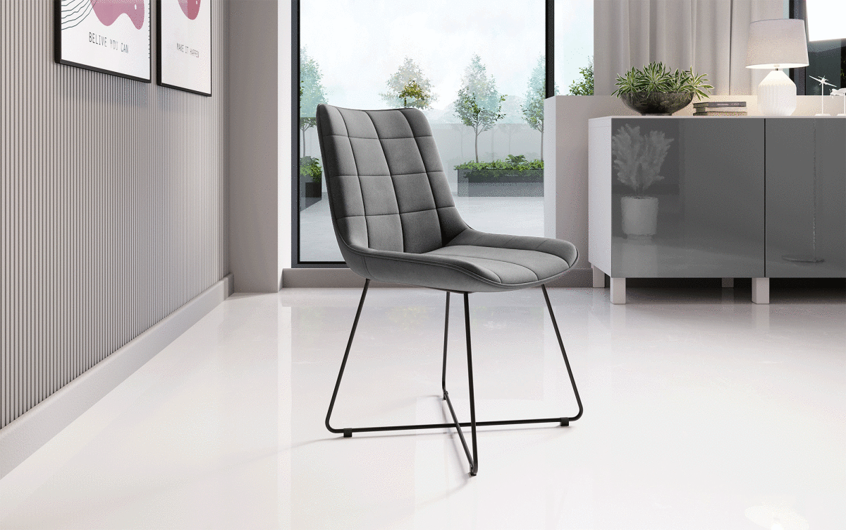 Volta Samt Designer Esszimmerstuhl: Komfortabel, Modern, Robust, Stilvolle Akzente