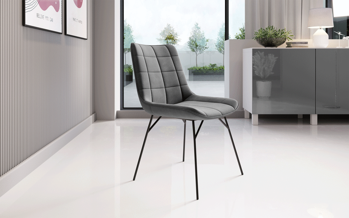 Volta Samt Designer Esszimmerstuhl: Komfortabel, Modern, Robust, Stilvolle Akzente