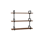 Lade das Bild in den Galerie-Viewer, Designer Wandregal Lariano: Modernes Hängeregal mit Walnussoptik und Metallrahmen