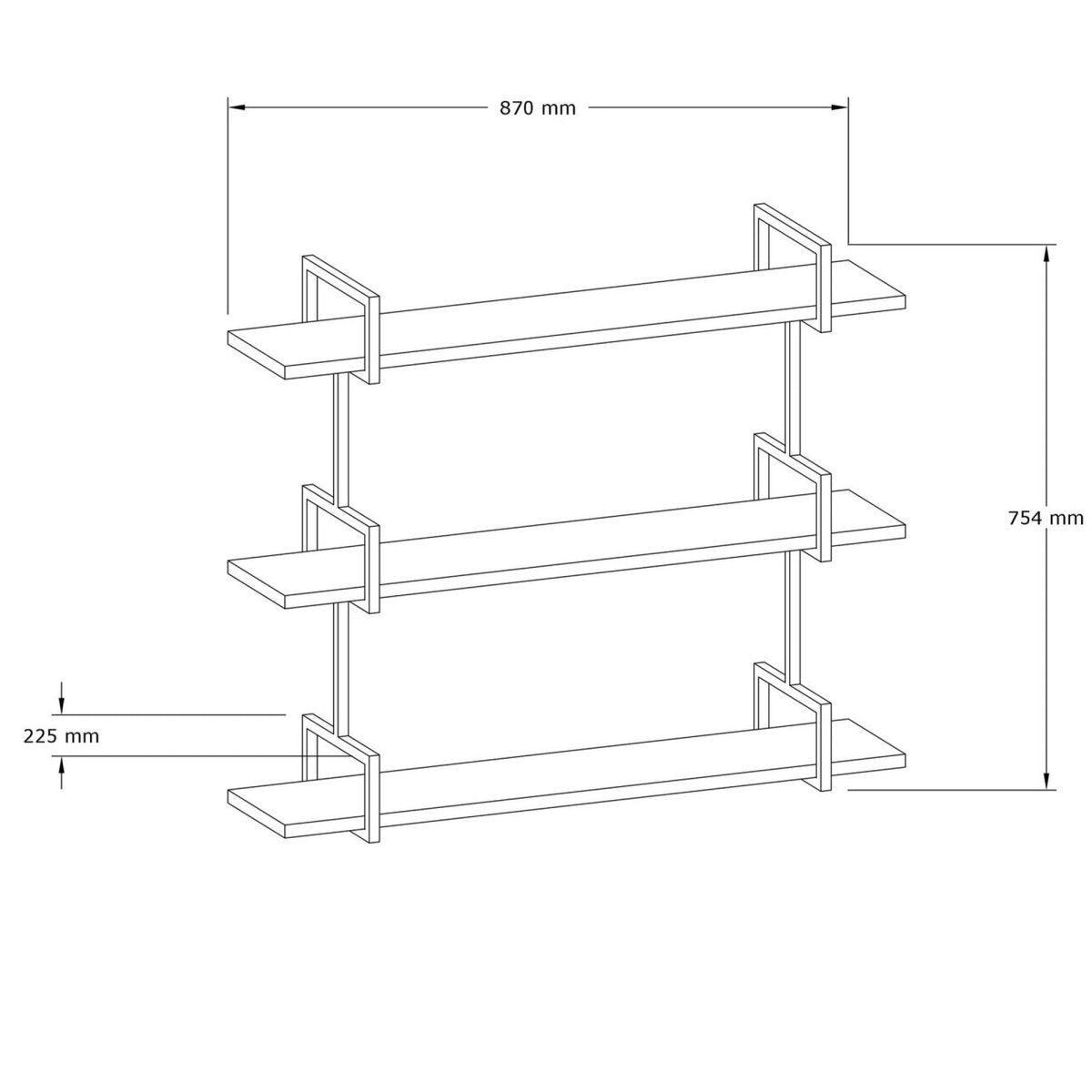 Designer Wandregal Lariano: Modernes Hängeregal mit Walnussoptik und Metallrahmen