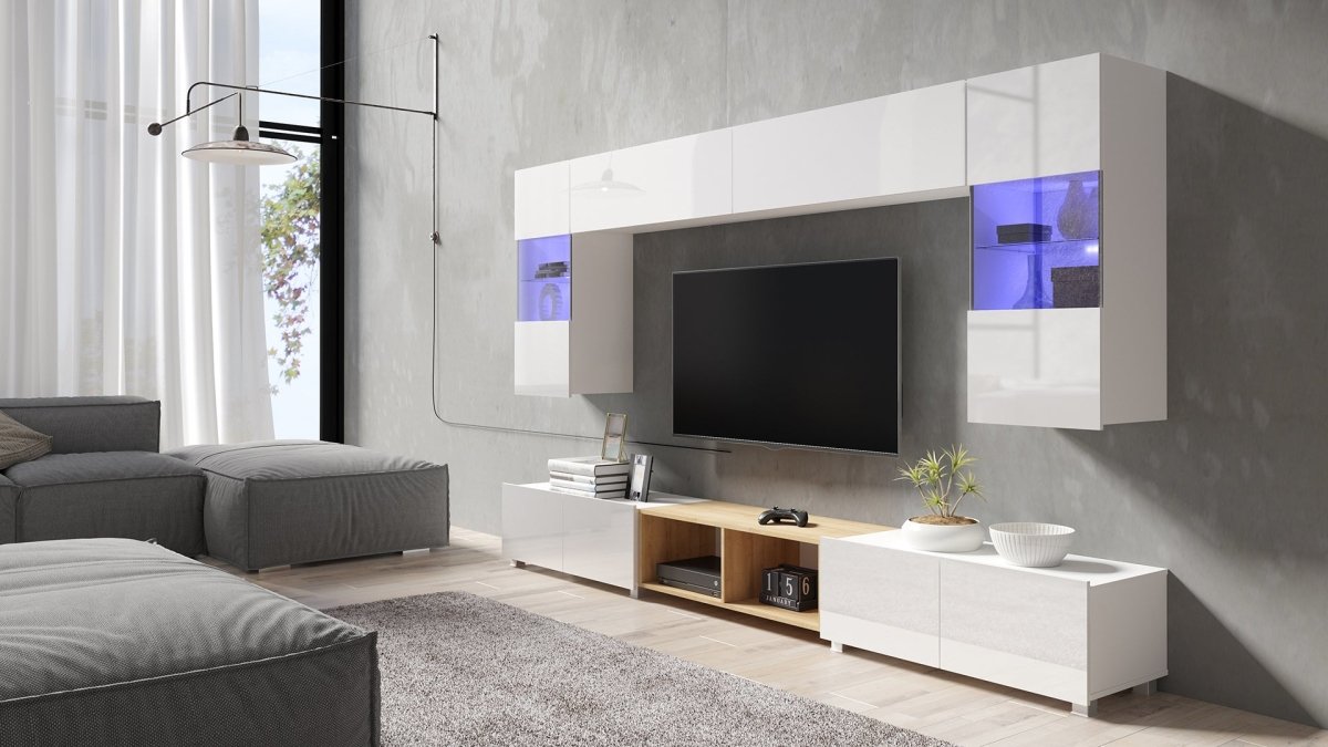 Elegante Designer Wohnwand Picasso mit Integrierter LED-Beleuchtung für Modernes Wohnzimmer