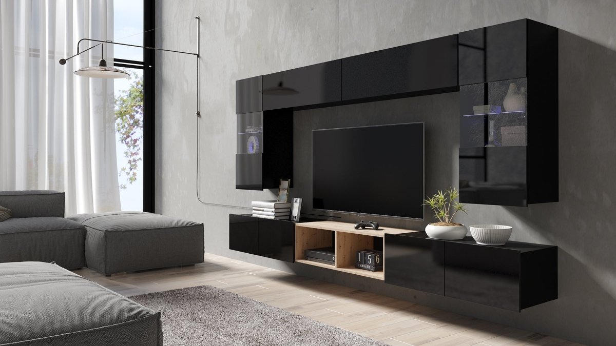 Elegante Designer Wohnwand Picasso mit Integrierter LED-Beleuchtung für Modernes Wohnzimmer