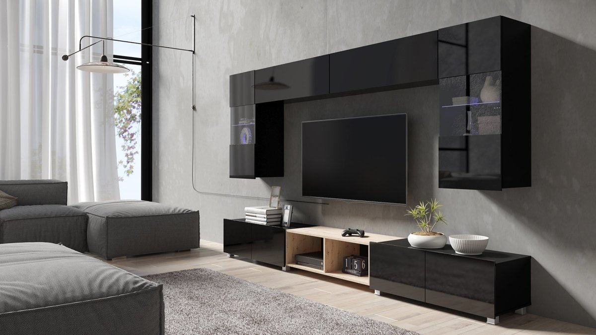 Elegante Designer Wohnwand Picasso mit Integrierter LED-Beleuchtung für Modernes Wohnzimmer