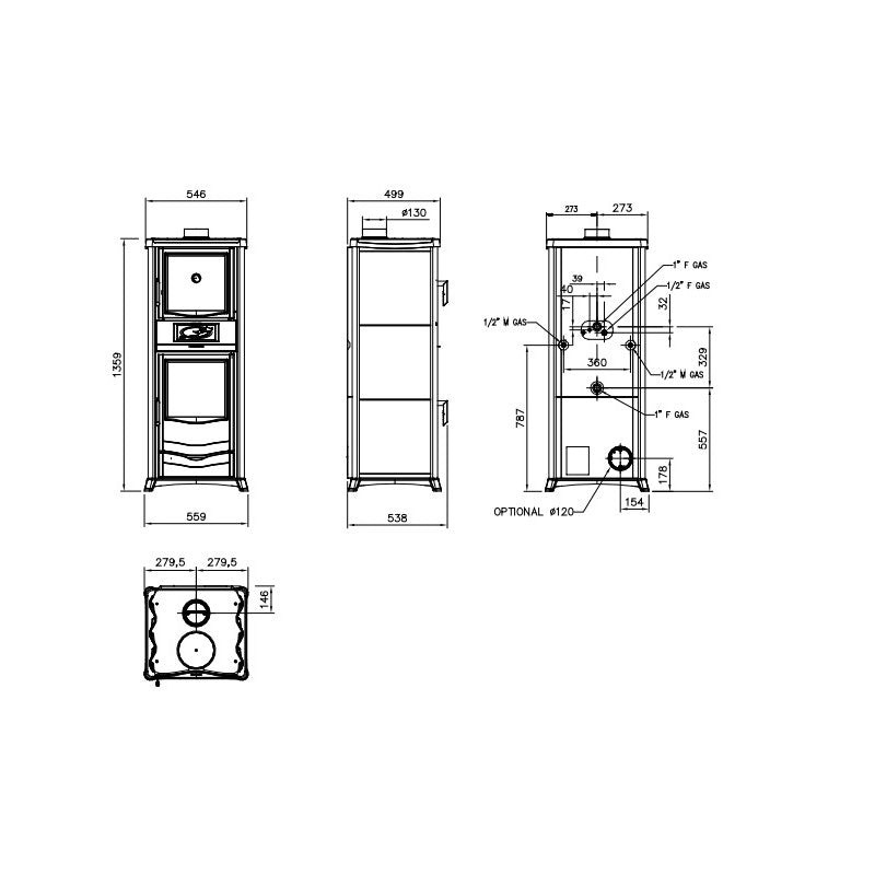 Effizienter wasserführender Holzofen mit Backofen TermoRossella Plus Forno DSA 4.0 – 11,1 kW Leistung