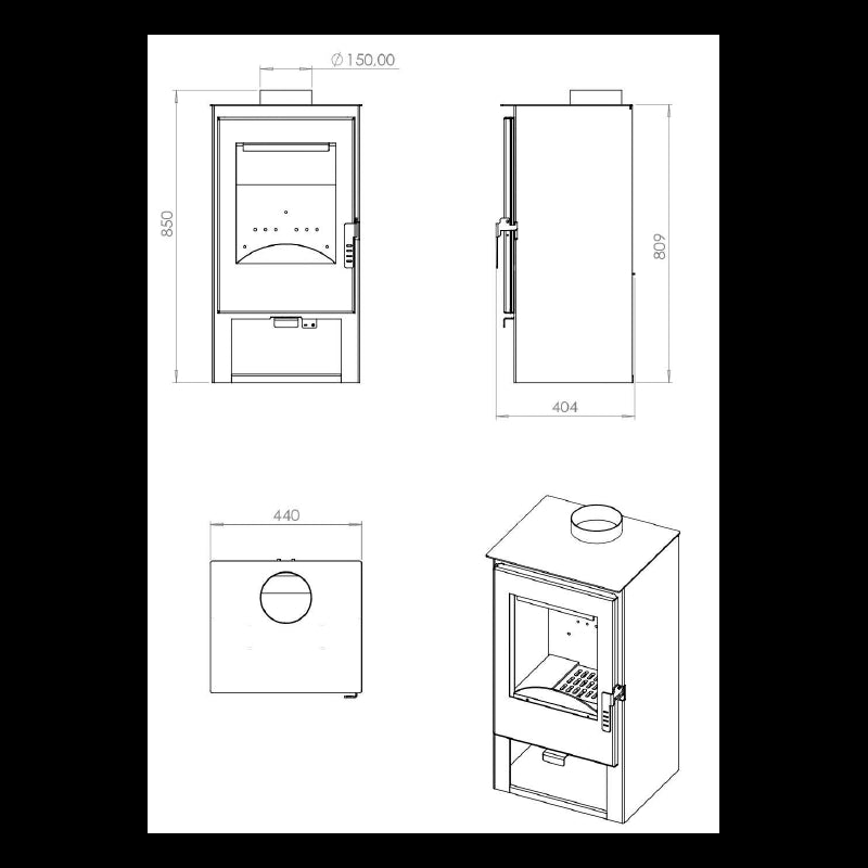 Stephania 7,5 kW Holzofen: Effizienter Kompakter Kaminofen mit Dreifachverbrennung
