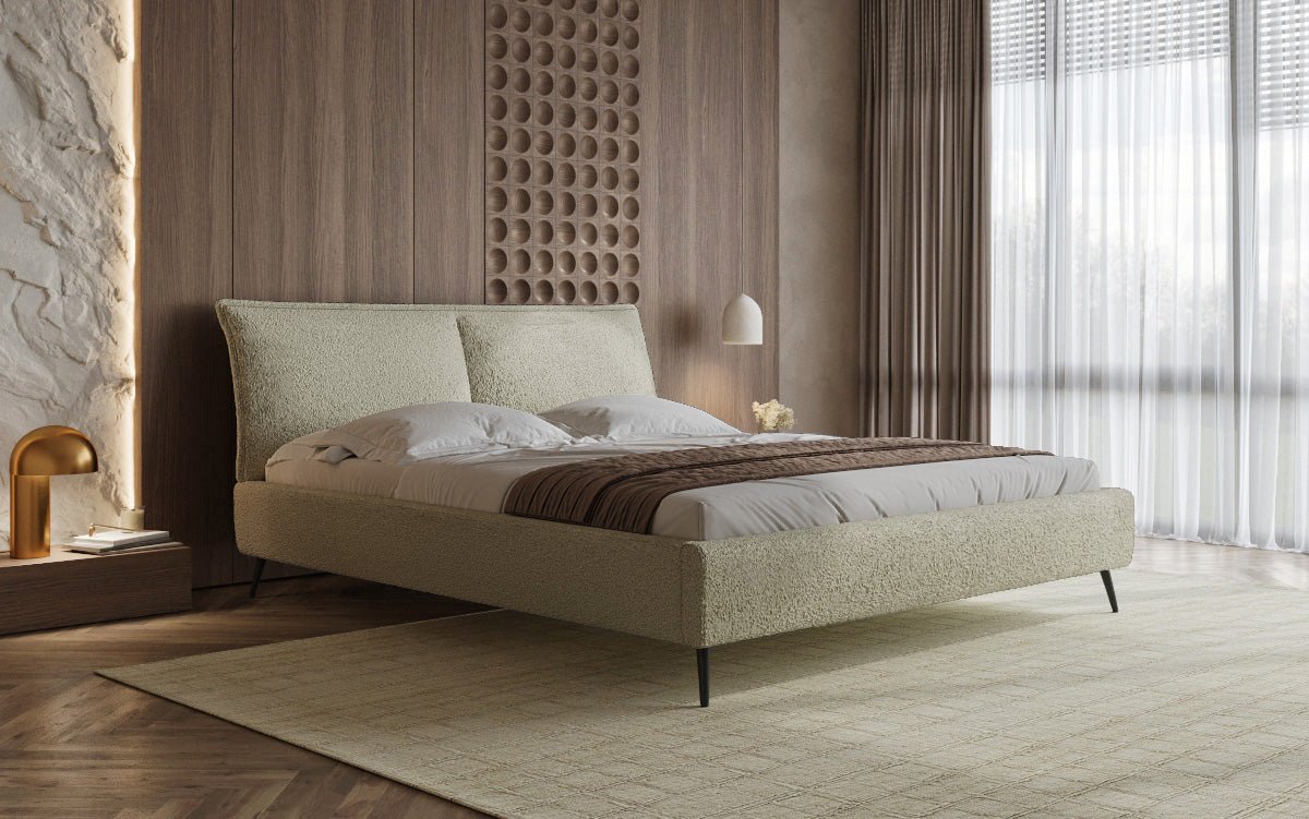 Luxuriöses Designer Polsterbett Zoe Bouclé mit Stauraum für Ihr Schlafzimmer