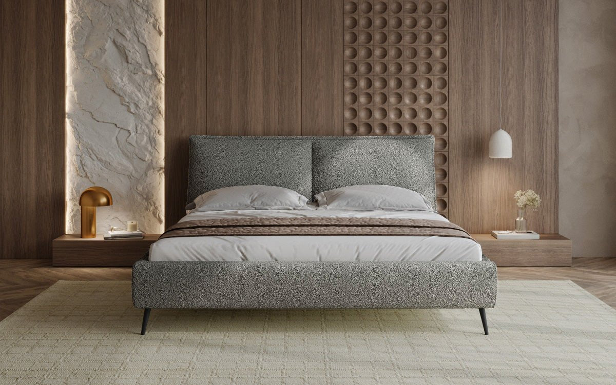 Luxuriöses Designer Polsterbett Zoe Bouclé mit Stauraum für Ihr Schlafzimmer