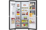 Lade das Bild in den Galerie-Viewer, LG InstaView® Side-by-Side Kühlschrank: Klopfen-Anzeige, 635L, Eis- &amp; Wasser-Spender, Matt Schwarz
