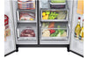 LG InstaView® Side-by-Side Kühlschrank: Klopfen-Anzeige, 635L, Eis- & Wasser-Spender, Matt Schwarz