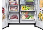 Lade das Bild in den Galerie-Viewer, LG InstaView® Side-by-Side Kühlschrank: Klopfen-Anzeige, 635L, Eis- &amp; Wasser-Spender, Matt Schwarz
