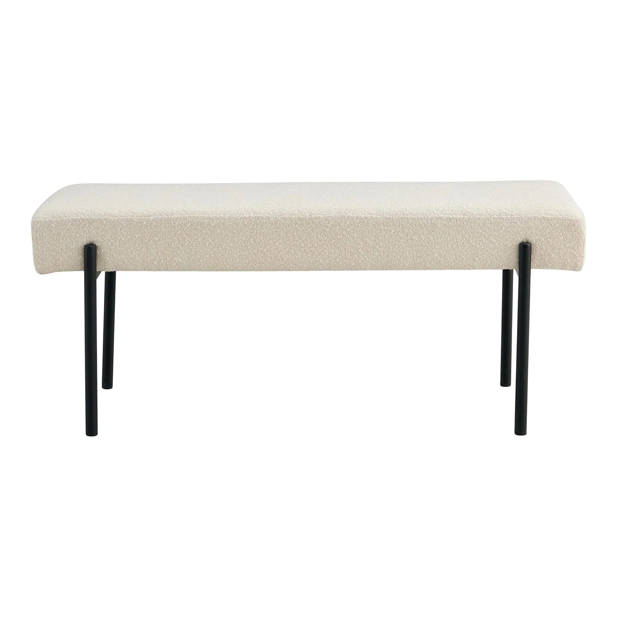 Elegante Lenny Bouclé Sitzbank mit robusten Metallbeinen für stilvolle Wohnräume