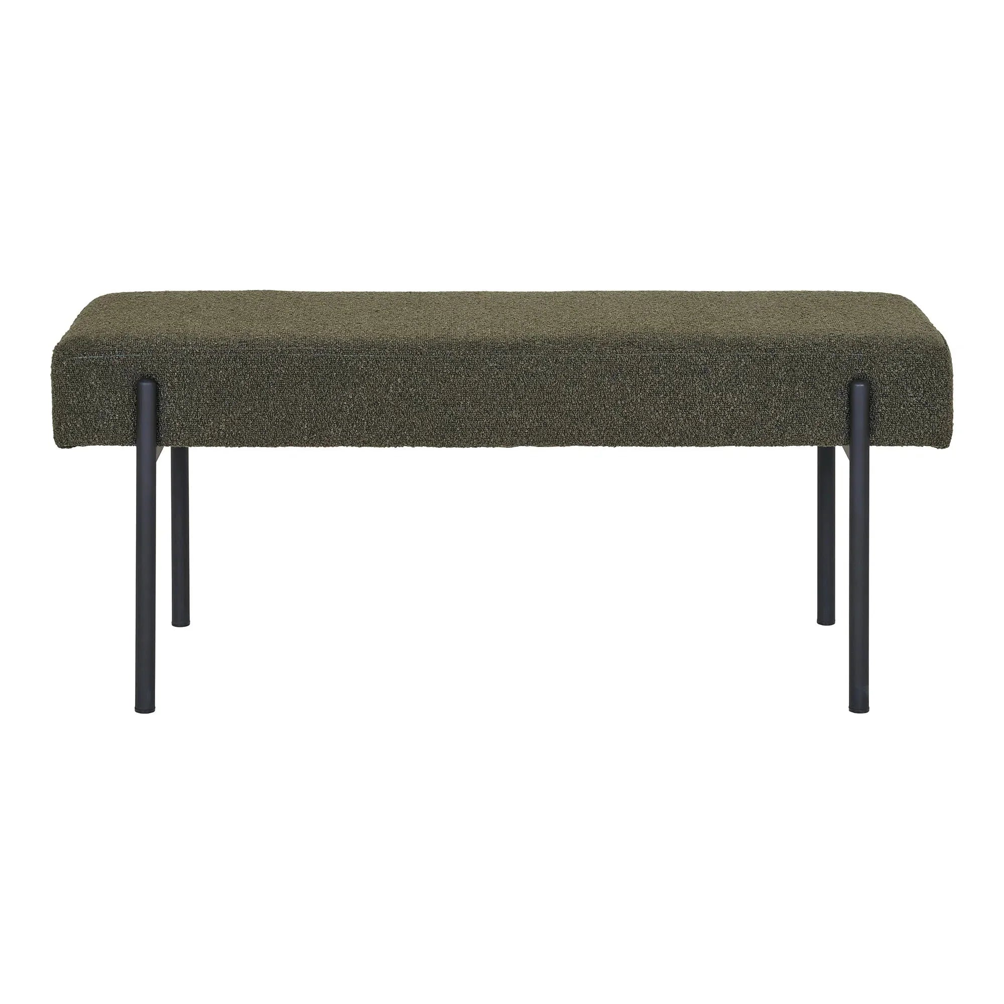 Elegante Lenny Bouclé Sitzbank mit robusten Metallbeinen für stilvolle Wohnräume