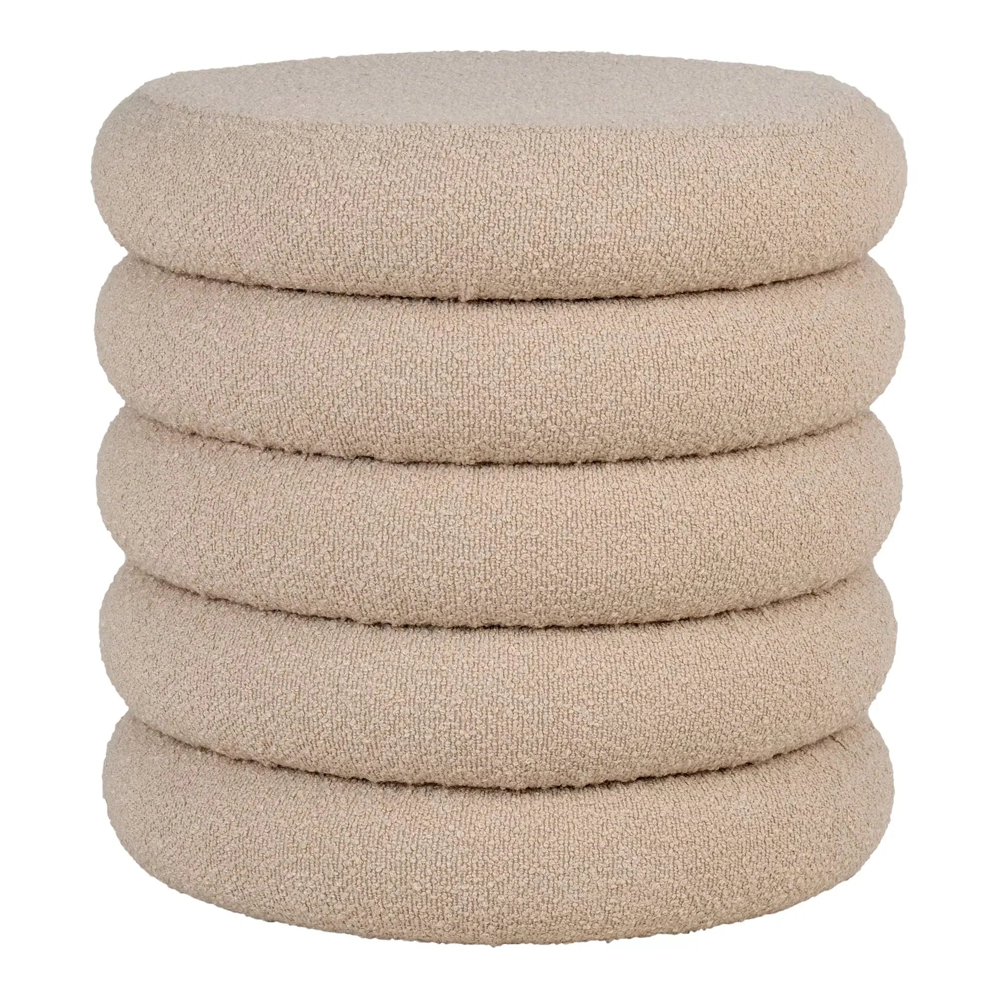 Lorea Luxuriöser Bouclé Beistellhocker Beige: Stilvoller Polsterhocker für Wohnzimmer